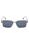 Zegna 56mm Rectangular Polarized Sunglasses In Blue