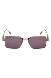 Zegna 56mm Rectangular Polarized Sunglasses In Purple