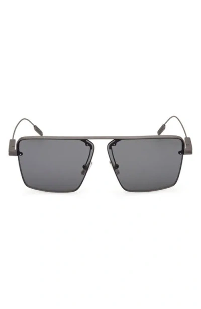 Zegna 61mm Geometric Sunglasses In Gray