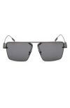 Zegna Men's Metal Square Sunglasses In Grey/other/smoke