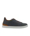 Zegna Triple Stitch Sneakers In Black