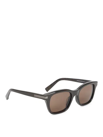 Zegna Acetate Sunglasses In Dark Brown