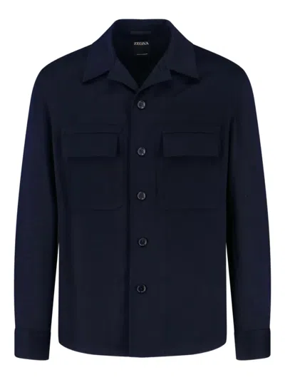 Zegna Cashmere Shirt In Blue