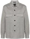 Zegna Beige Linen And Virgin Wool Alba Overshirt In Grey