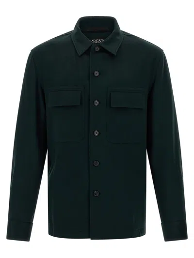 Zegna Shirt With Long Sleeves And Chest Pockets Design In Blue