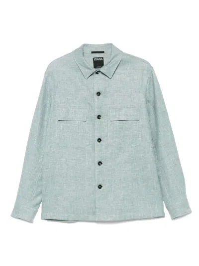 Zegna Alba Shirt Jacket In Blue