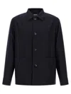 Zegna Overshirt With Collared Design And Pockets In Blue