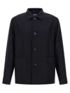 Zegna Overshirt With Collared Design And Pockets In Blue