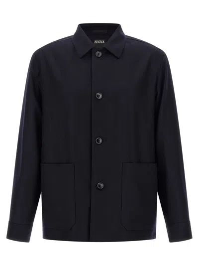 Zegna 'alpe' Overshirt In Blue