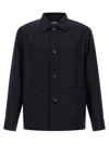 Zegna Overshirt With Collared Design And Pockets In Blue