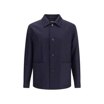 Zegna Alpe Wool Chore Jacket In Blue