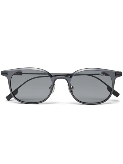 Zegna Aluminium Sunglasses In Dark Silver