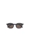 Zegna Striped Round-shape Sunglasses In Black