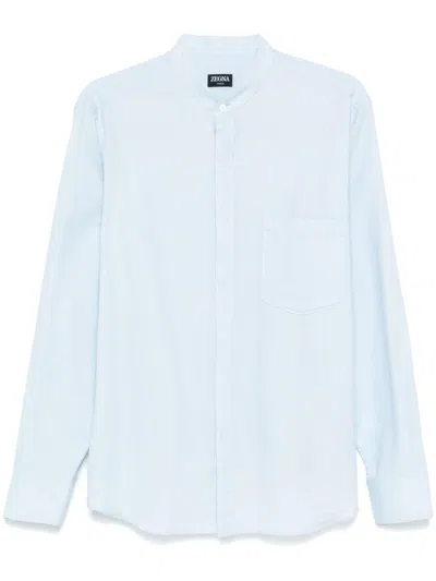 Zegna Band-collar Shirt In White