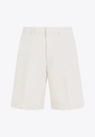Zegna Basic Linen-blend Tailored Shorts In White