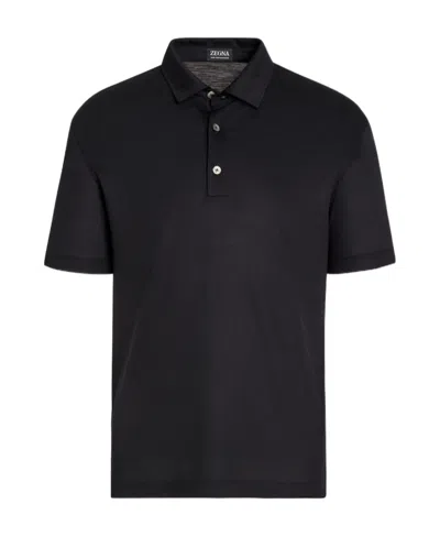 Zegna Short-sleeved Polo T-shirt In Gray