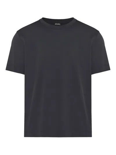 Zegna Crew Neck Plain Design Short Sleeves T-shirt In Black