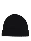 Zegna Knitted Wool Hat Featuring Folded Cuff In Black
