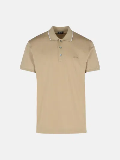 Zegna Beige Cotton Polo Shirt