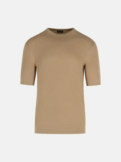 Zegna Beige Cotton T-shirt In Brown