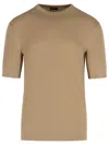 Zegna Crew Neck Regular Fit Short Sleeves T-shirt In Brown