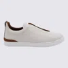 Zegna Beige Leather Sneakers In White