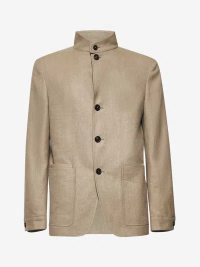 Zegna Slub-texture Blazer In Neutrals