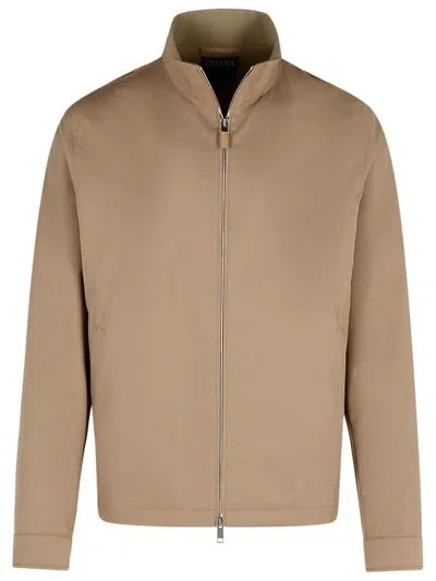 ZEGNA ZEGNA BEIGE POLYESTER BOMBER JACKET