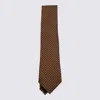 Zegna Geometric Pattern Wide Blade Ties In Brown
