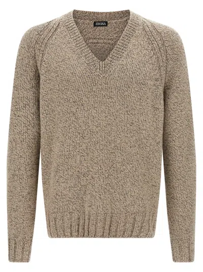 ZEGNA BEIGE TEXTURED SWEATER