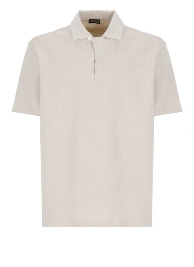 Zegna Beige  Cotton Polo Shirt In Neutrals