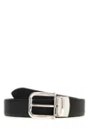 Zegna Adjustable Reversible Leather Belt With Textured Finish In Black