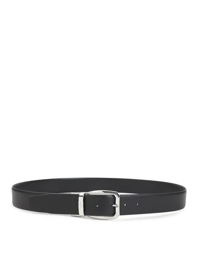 Zegna Leather Belt With High-quality 3.5cm Heel In Black