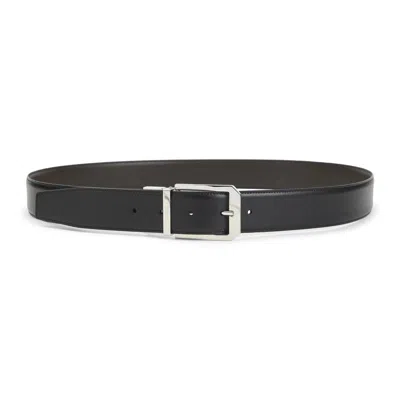 Zegna Black Logo Buckle Solid Belt