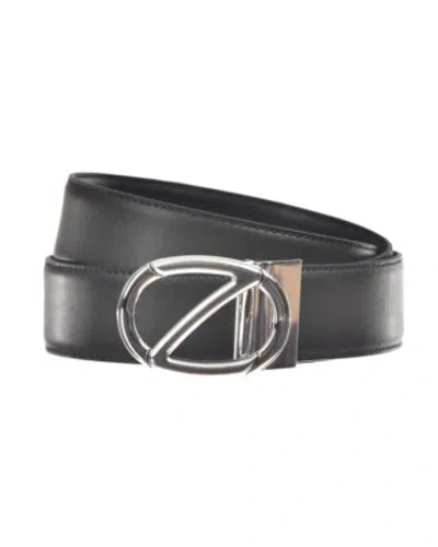 Pre-owned Zegna Belt Double Face Leather Italy Man Black Zpj45f408b Rmr Sz.105 Make Offer