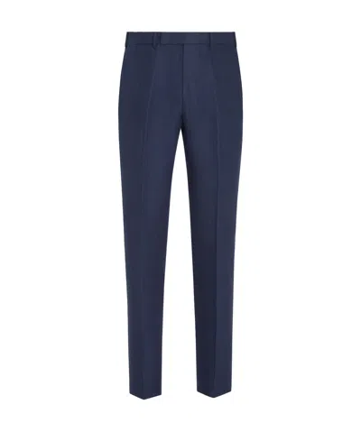 Zegna Belt-loop Casual Pants In Blue