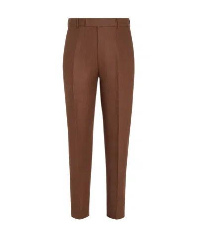 Zegna Belt-loop Casual Pants In Brown
