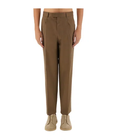 Zegna Belt-loop Casual Pants In Green