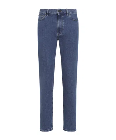 ZEGNA ZEGNA LOGO PATCH STRAIGHT-LEG JEANS