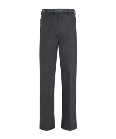 Zegna Belt Loops Slacks In Black