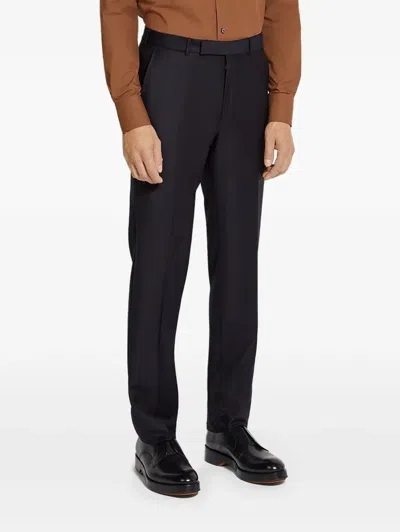 Zegna Belt-loops Trousers In Black