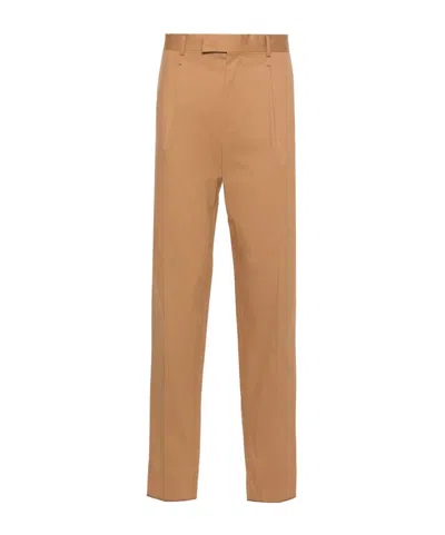 Zegna Mid-rise Pleated Chino Trousers In Nude
