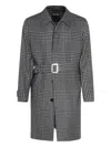 Zegna Houndstooth Pattern Coat Belted Waist In Multi