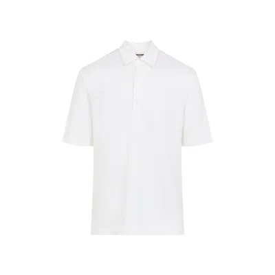 Zegna Bianco Naturale Linen Oasi Polo In White