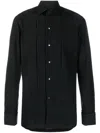 Zegna Bib Collar Buttoned Shirt In Black