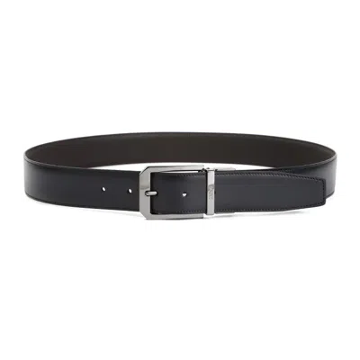 Zegna Buckle Belt In Bovine Leather In Black