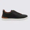 ZEGNA ZEGNA BLACK AND BROWN LEATHER SNEAKERS