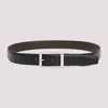 Zegna Reversible Leather Belt With Hand-buffed Finish And Sleek Silver-tone Buckle In Black