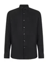 Zegna Cashco Spread-collar Cotton-blend Twill Shirt In Black
