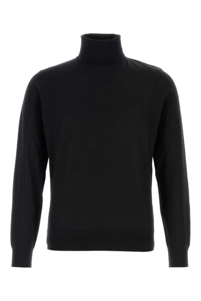 Zegna Luxurious Cashmere-silk Roll-neck Sweater In Black